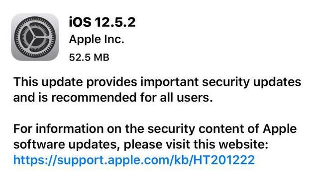 灵璧苹果手机维修分享iOS12.5.2发布，建议所有老苹果用户安装 